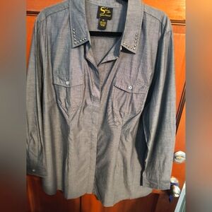 Serena Williams Studded Gray Blouse NWOT